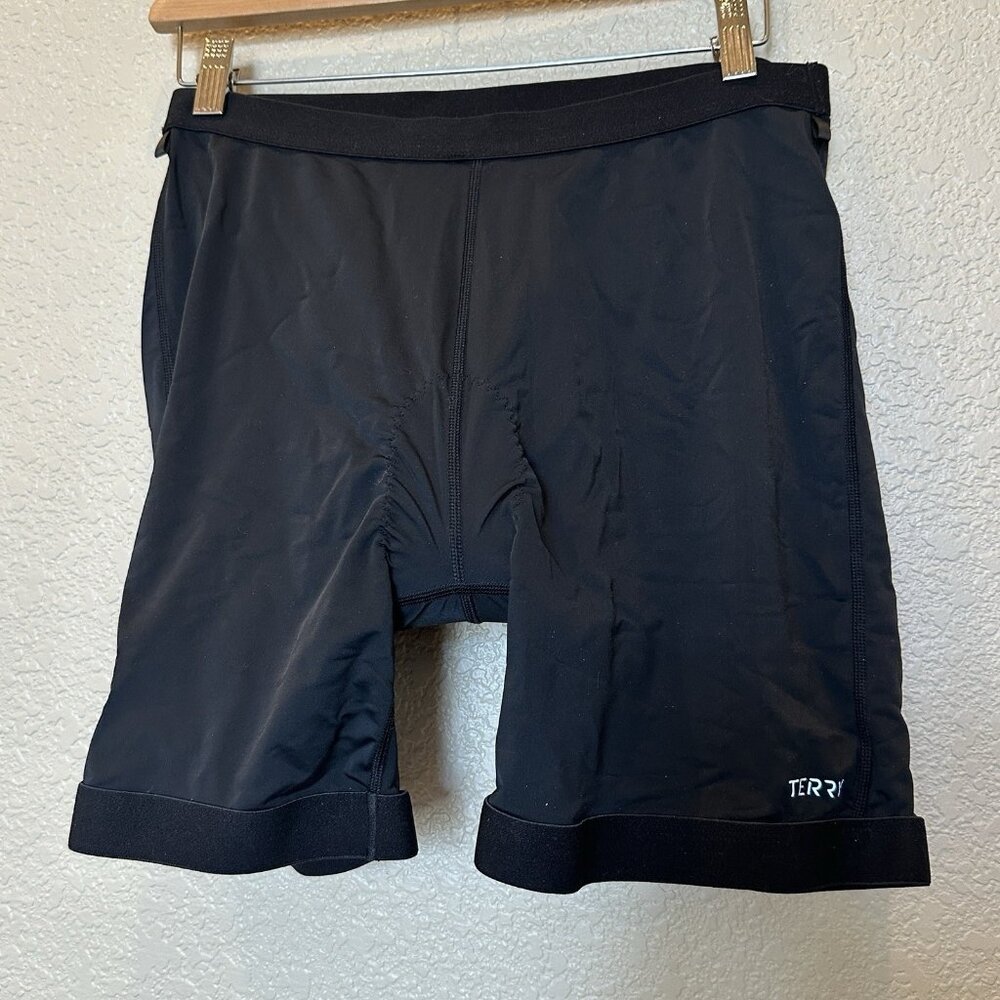 Terry Black Women's Padded Bike Liner Spandex Cycling Shorts Size Large